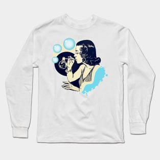 Girl blowing soap bubbles Long Sleeve T-Shirt